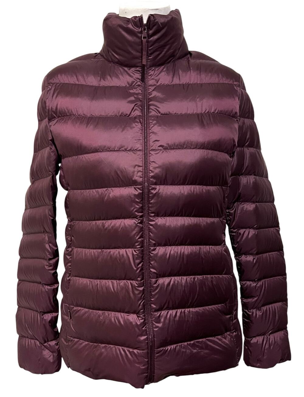 Uniqlo Ultra-Light Down Puffer Jacket Womens L Water-Repellent Packable Burgundy